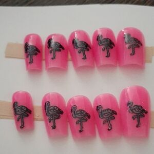 Flamingo Pink Press-On Nails Set